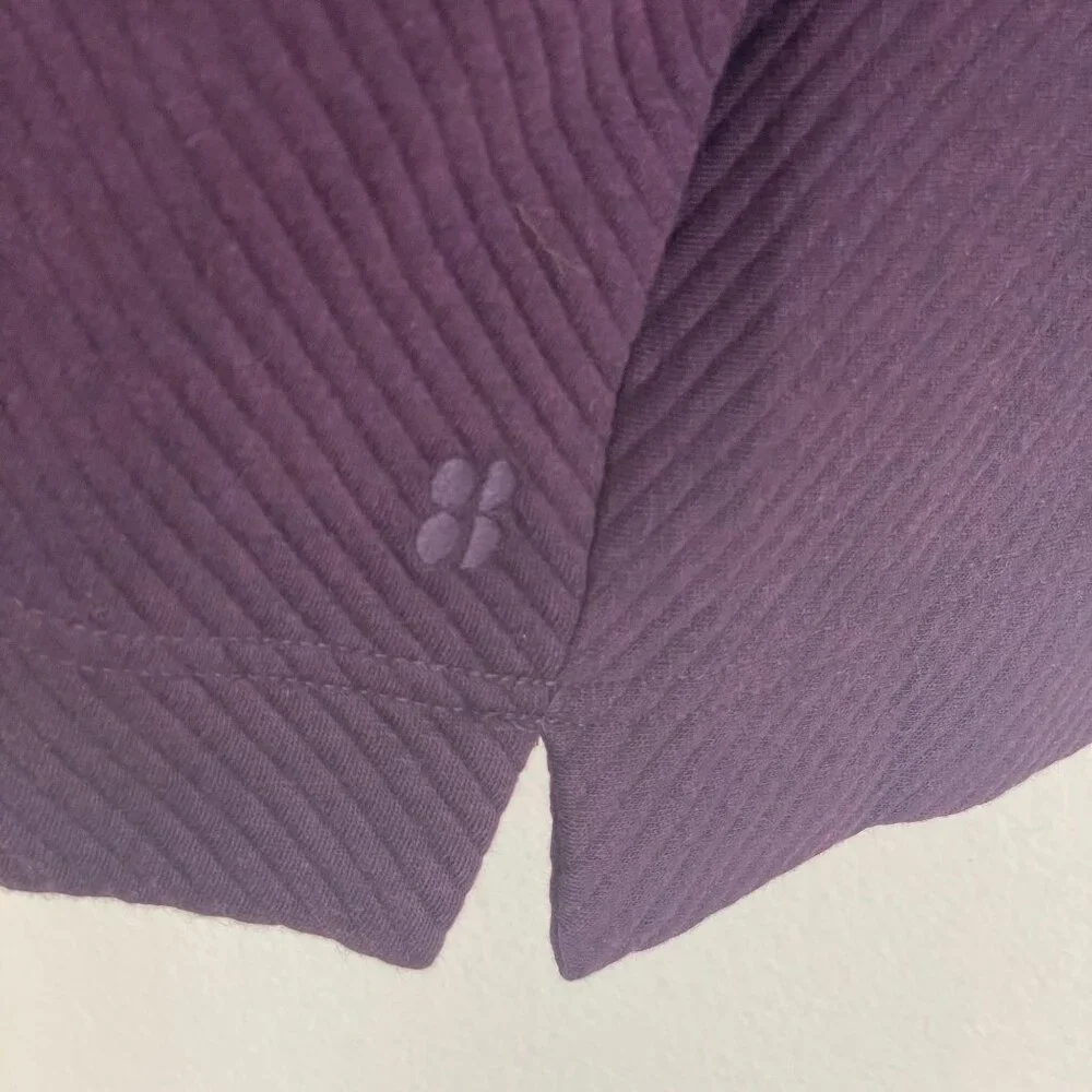 Sweaty Betty Womens 8 Purple Half Zip Ribbed Pullover Sweatshirt Sweater Pockets